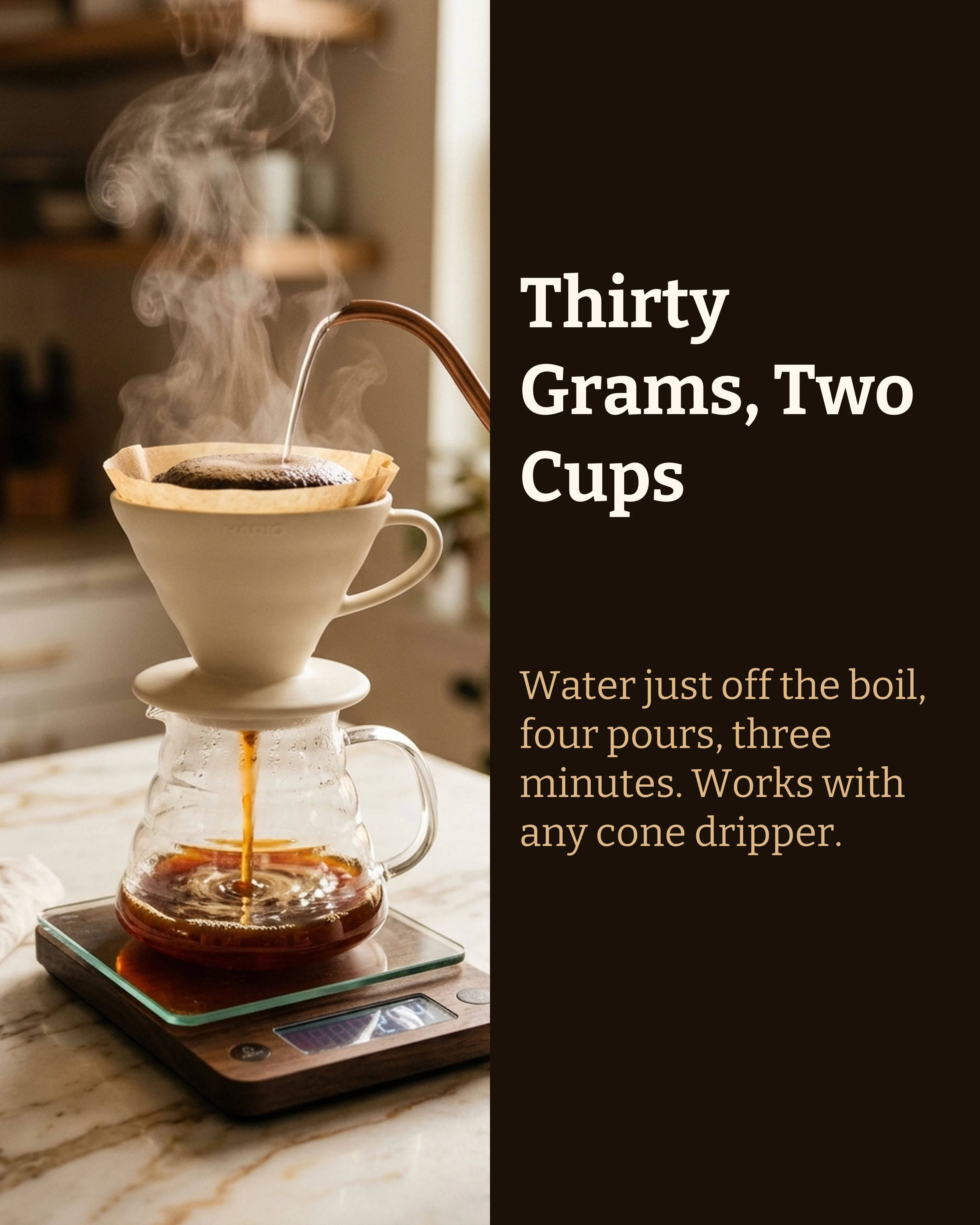 Split layout slide about brewing at home