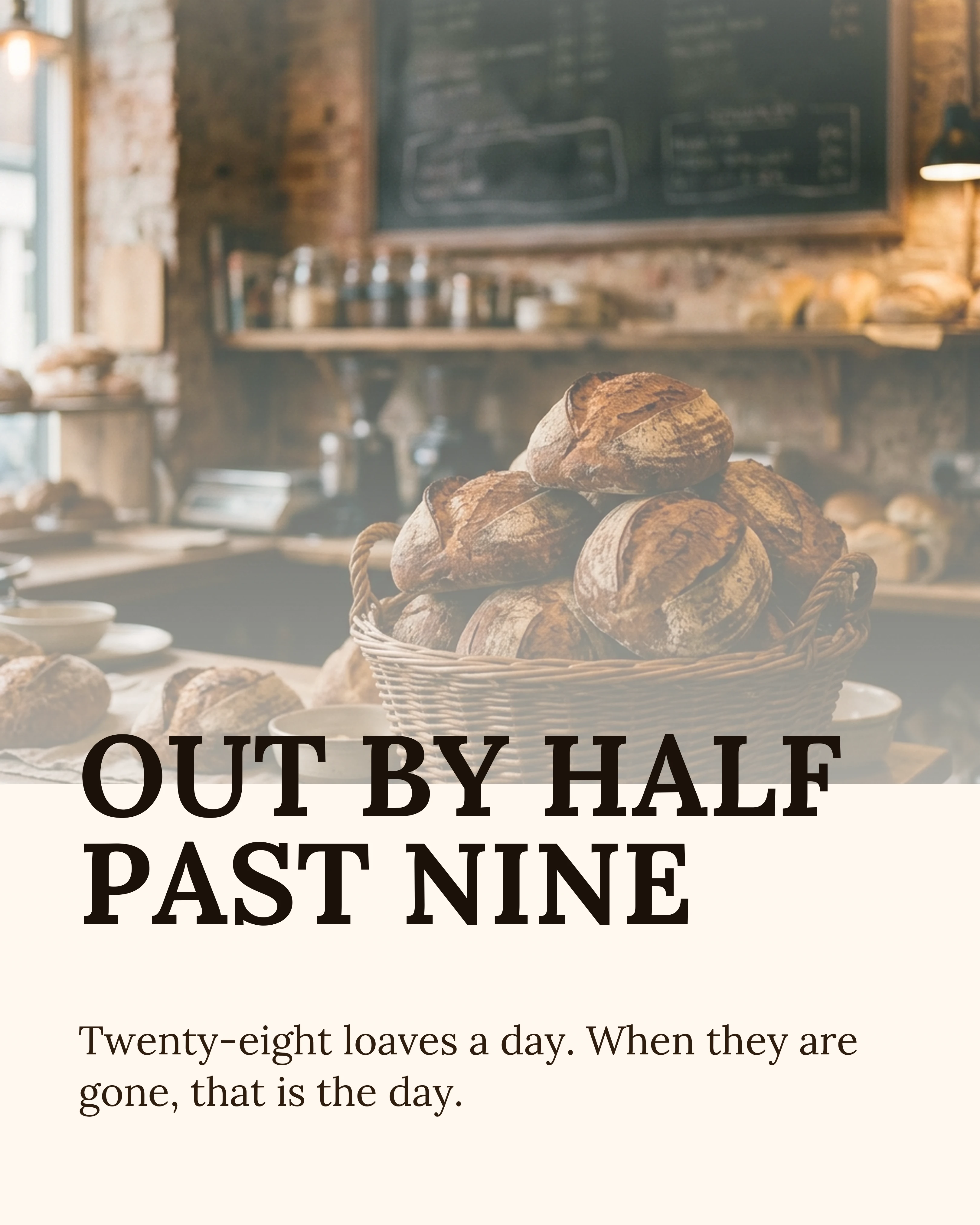 The bakery counter stacked at opening time
