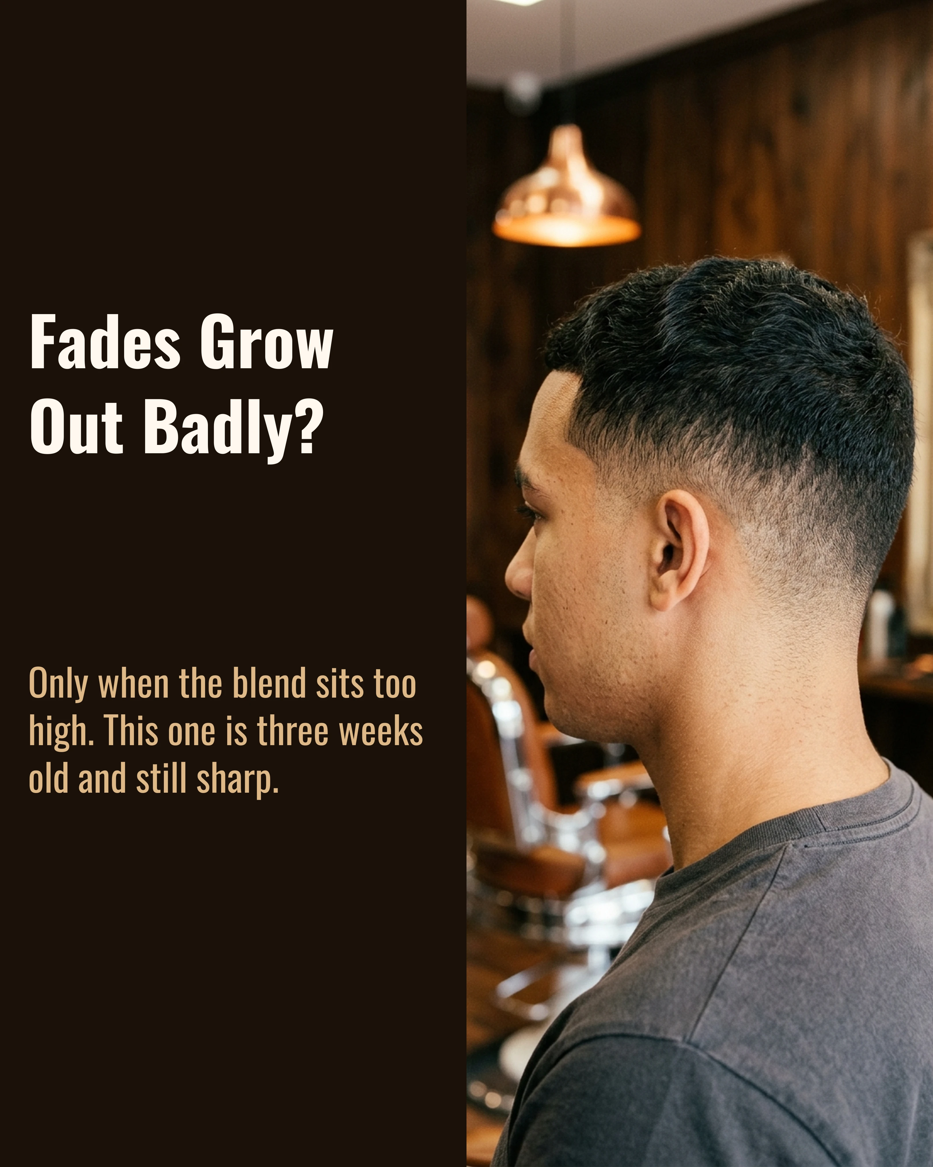 Myth slide showing a low fade three weeks after the cut