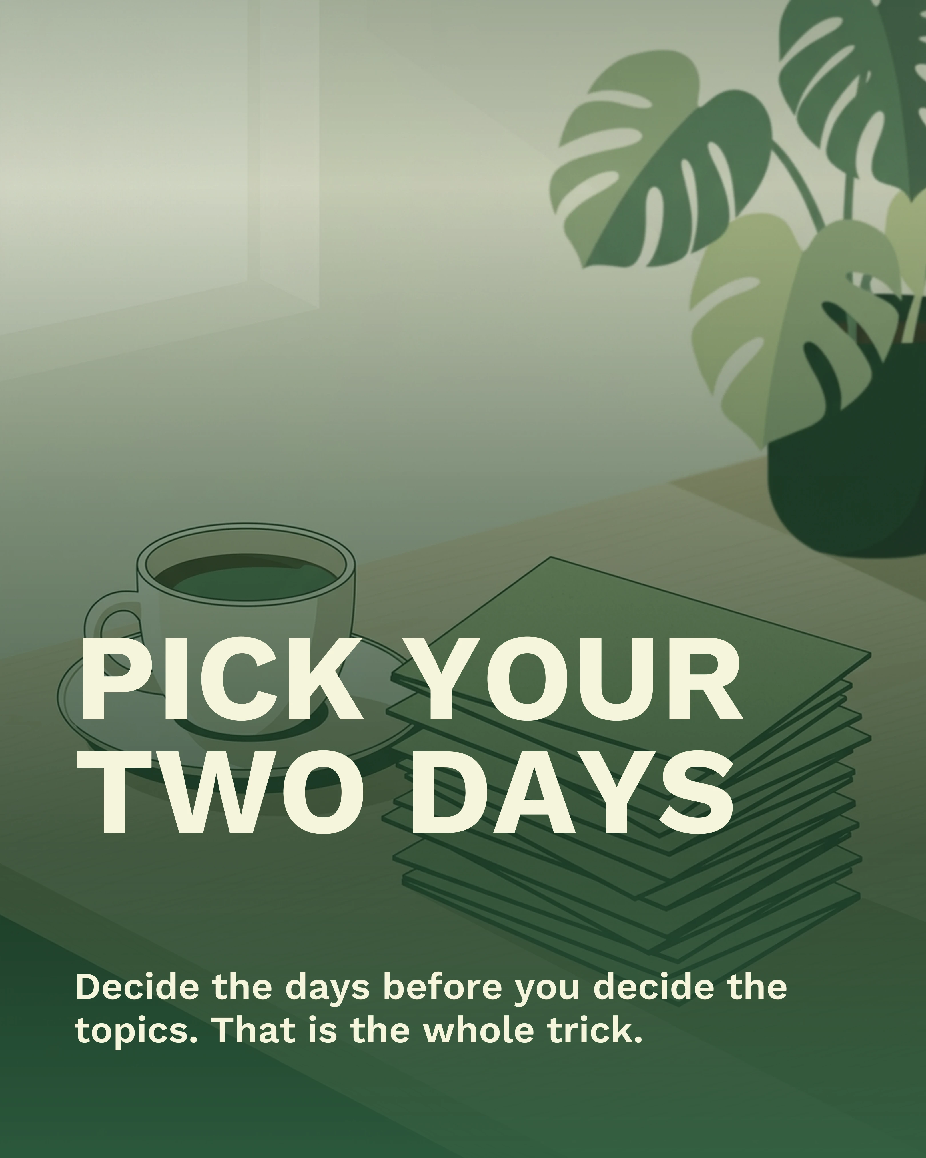 Closing slide: pick your two days