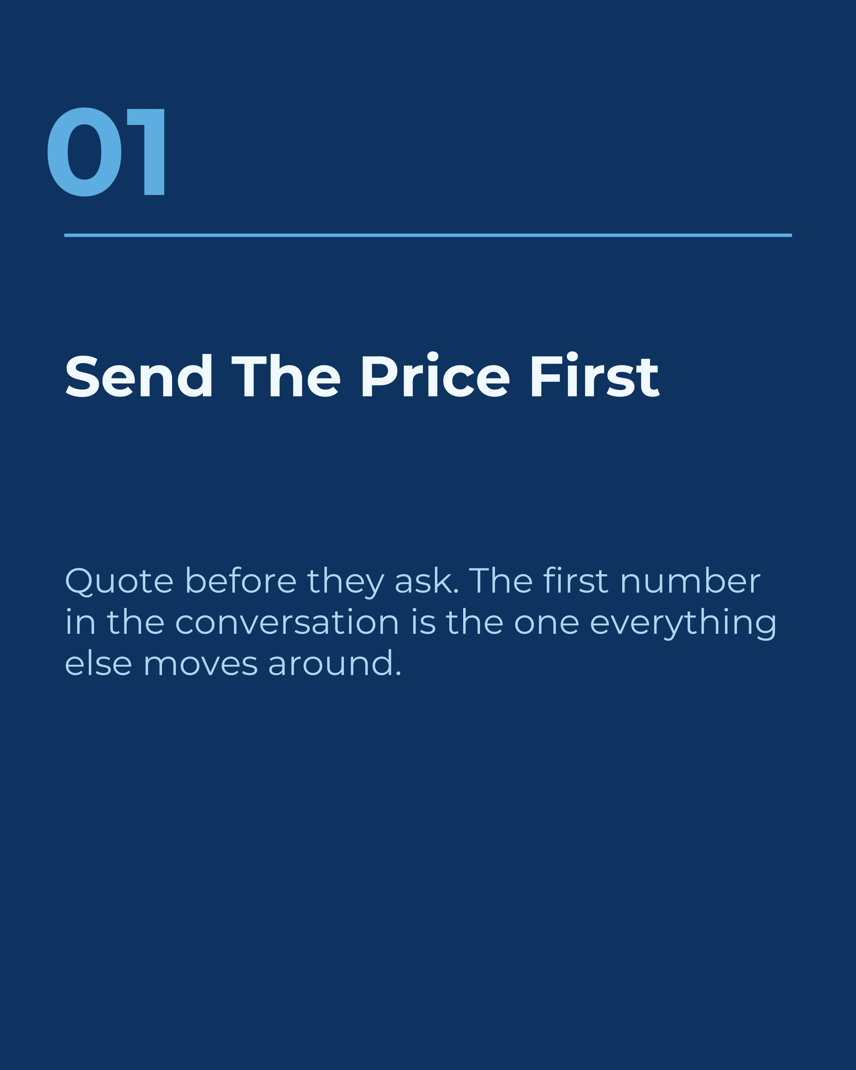 Slide one: send the price first