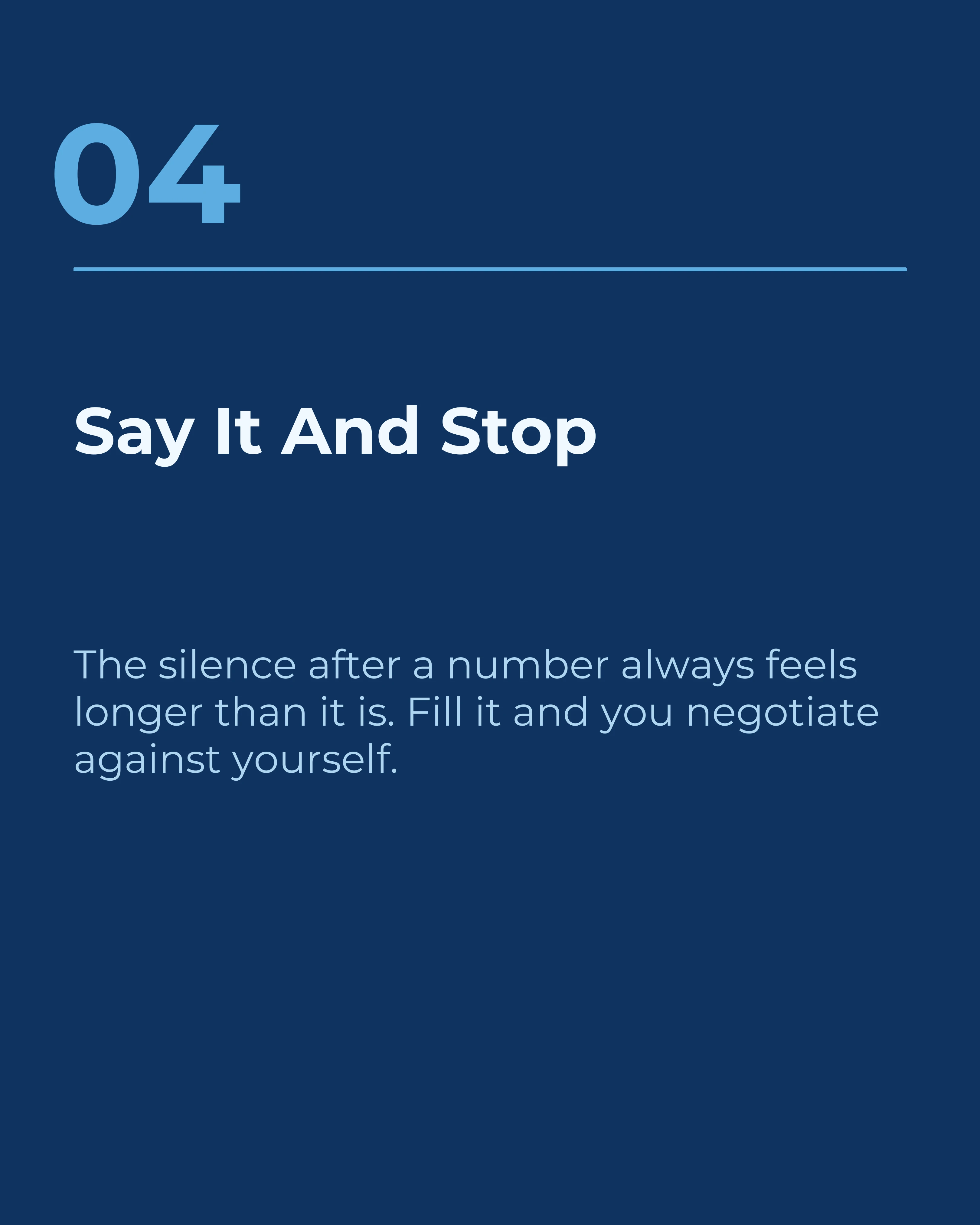 Slide four: say it and stop