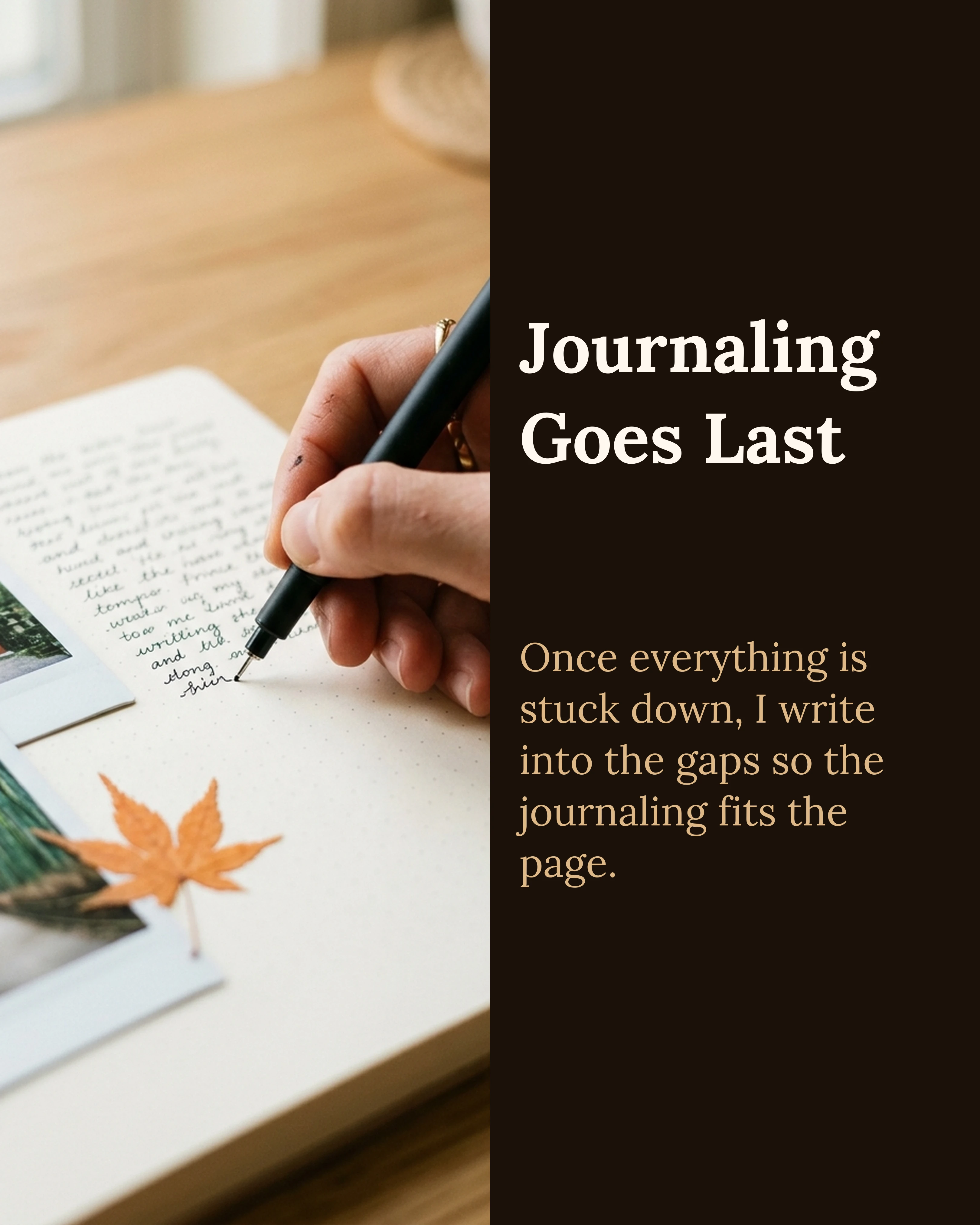 Handwriting the journaling into the gaps