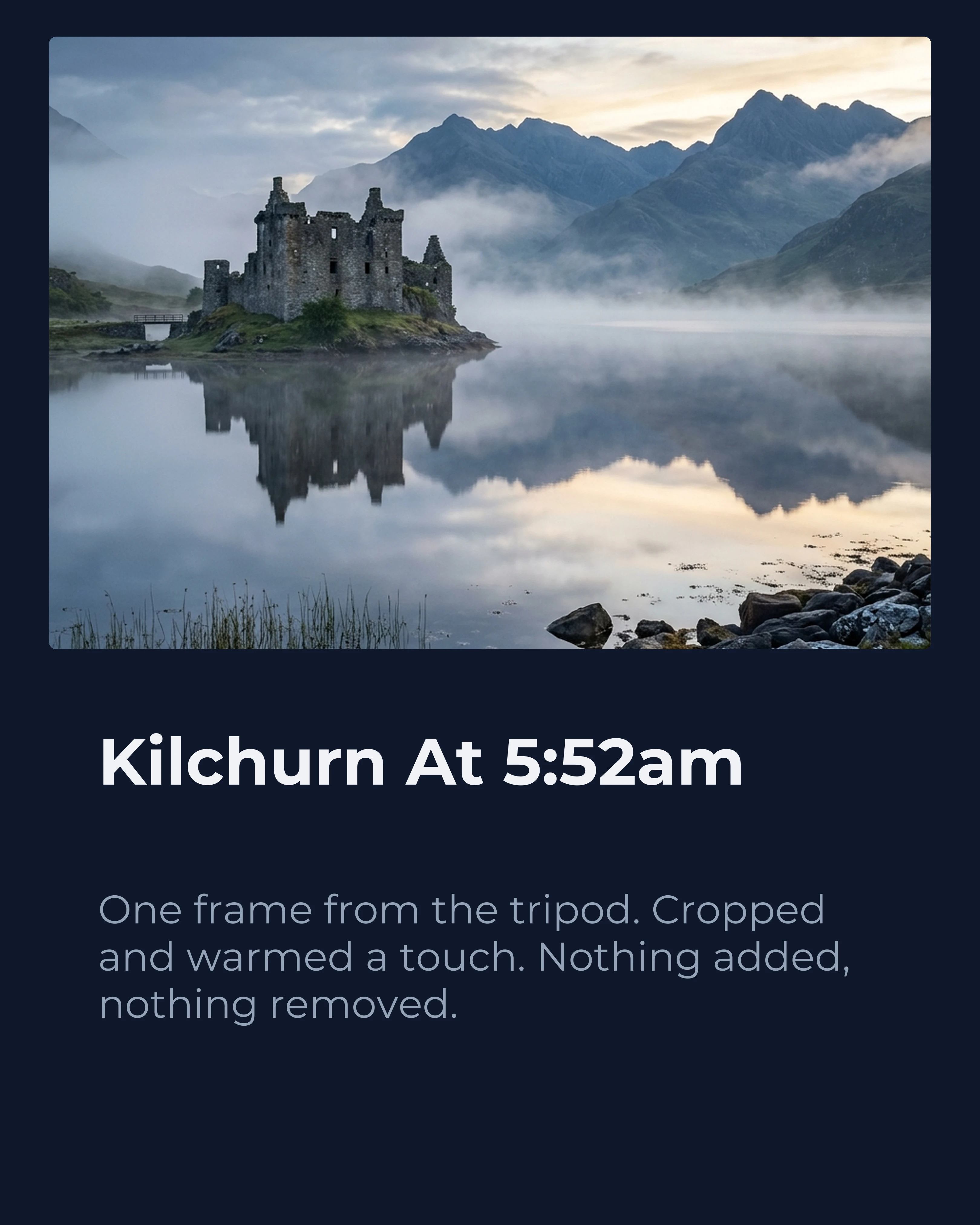 Photographer's post: Kilchurn Castle reflected in a misty loch at dawn