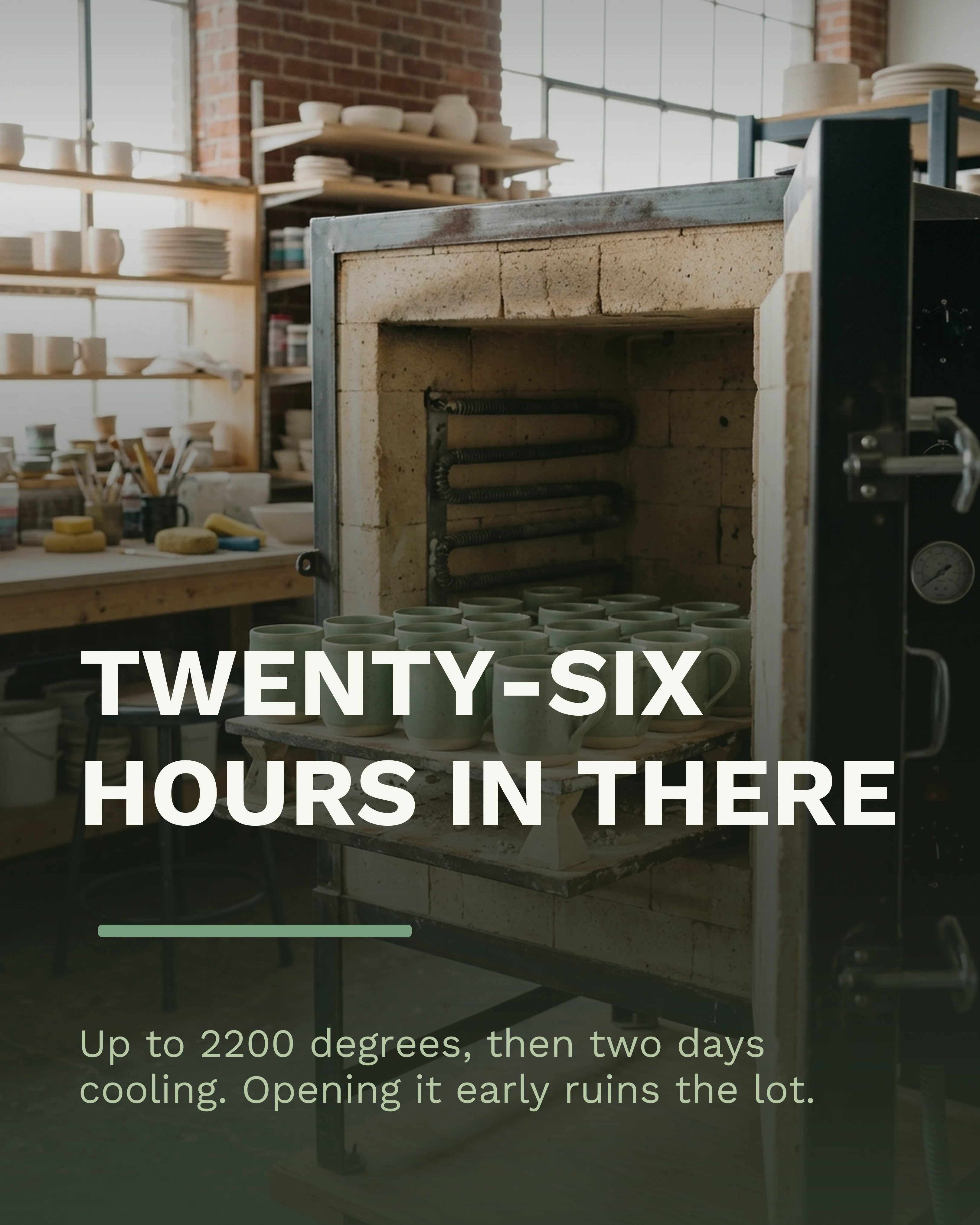The loaded kiln shelf