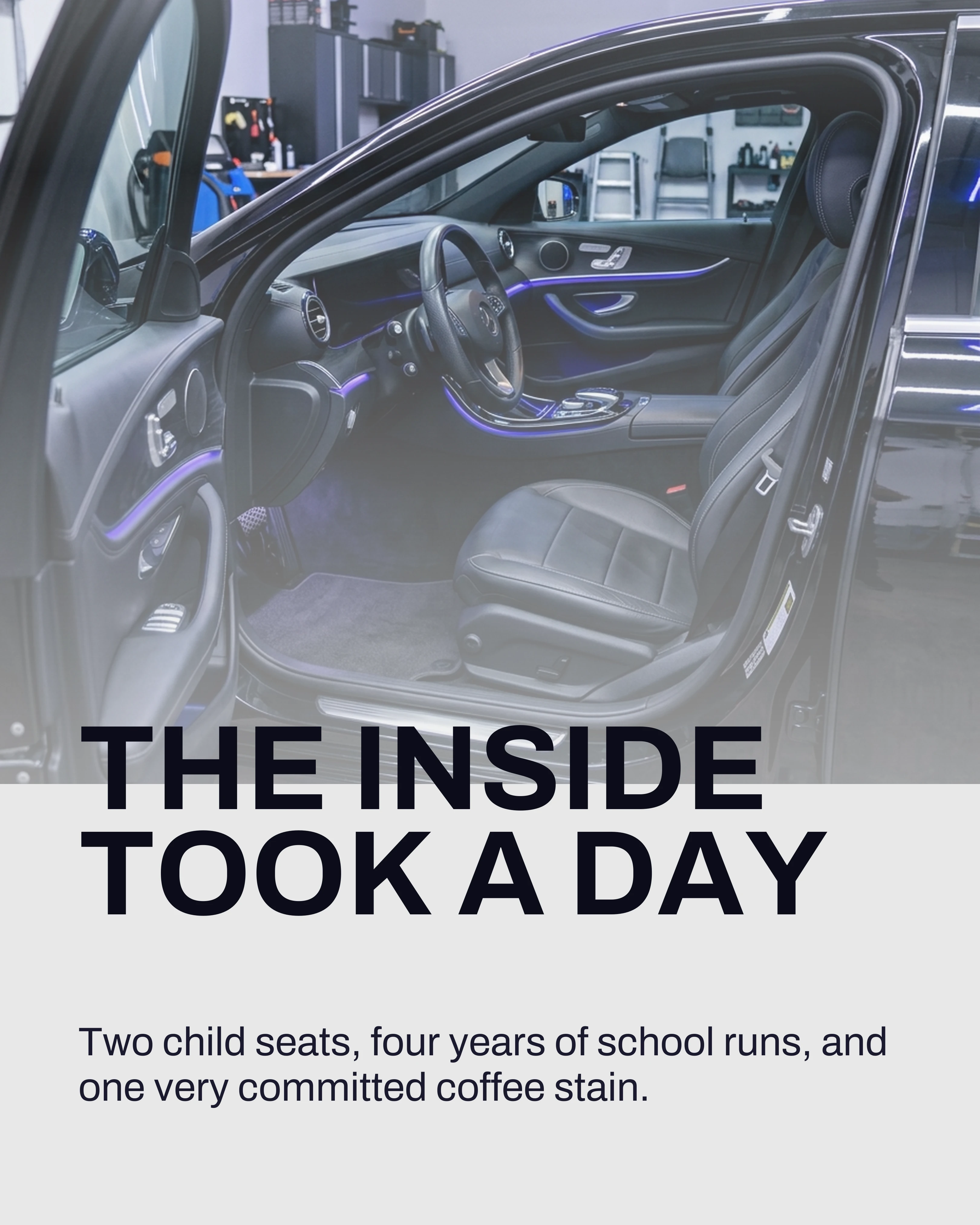 The cleaned interior with doors open