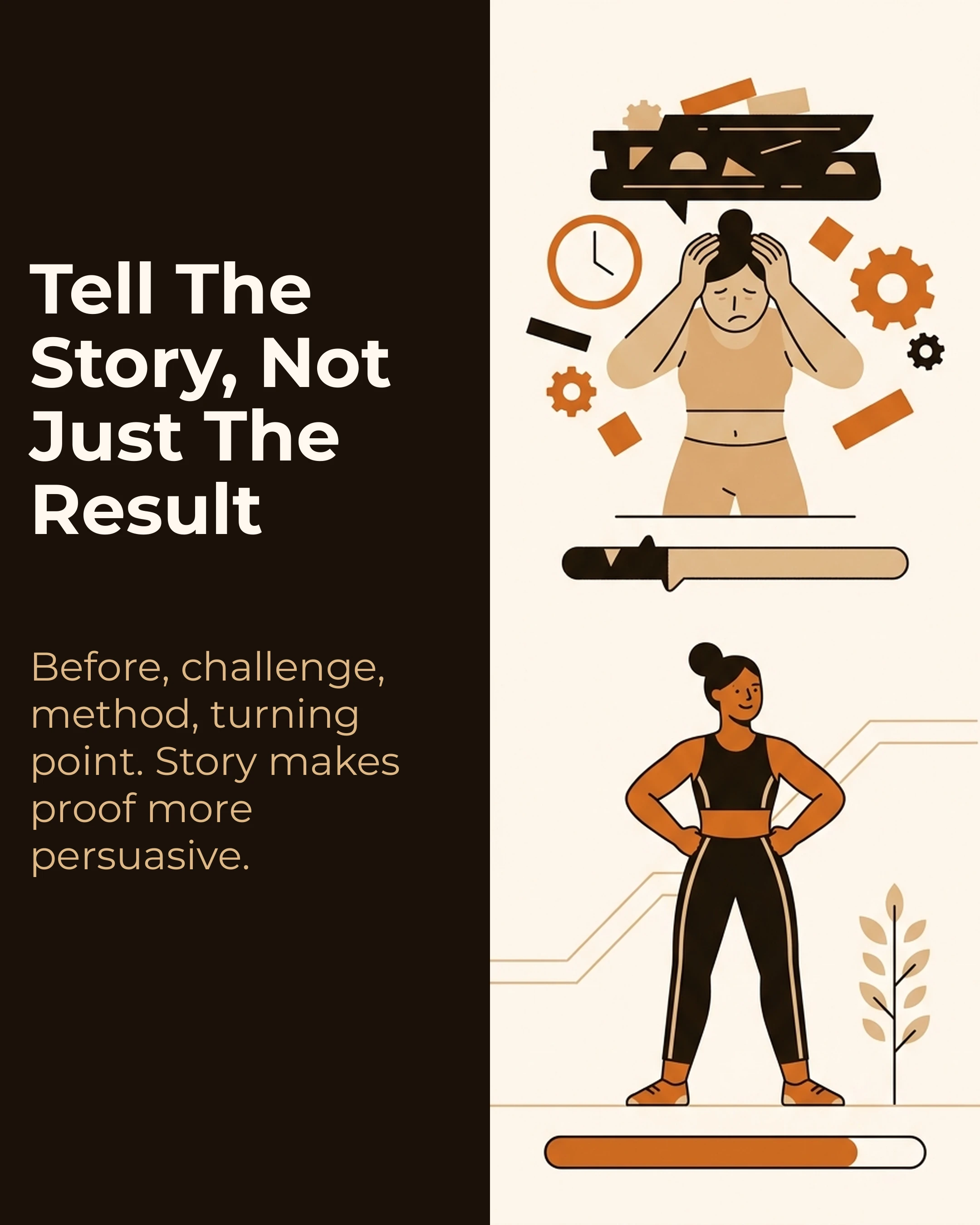 Fitness coach transformation story carousel slide example