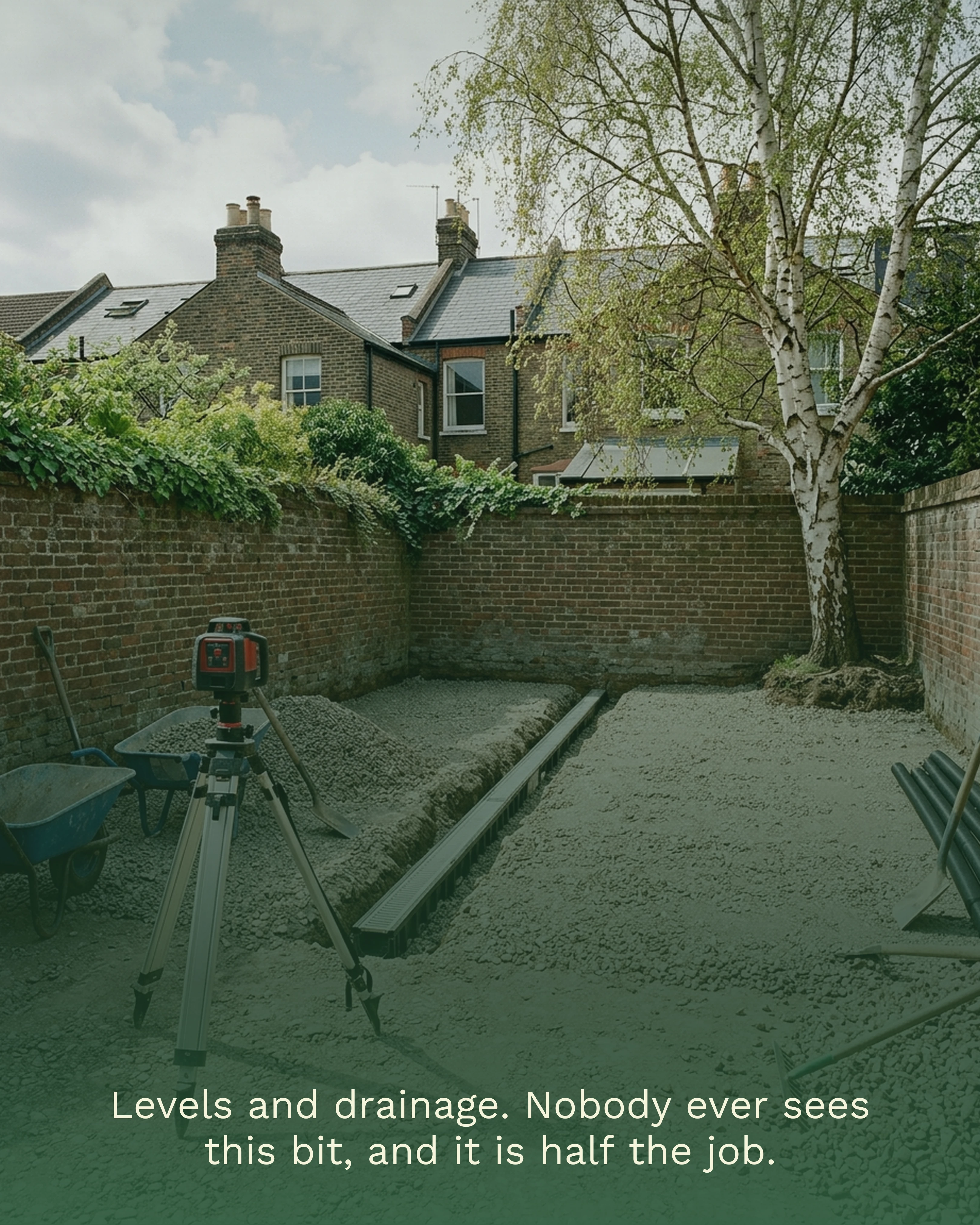 Levels and drainage, compacted sub-base