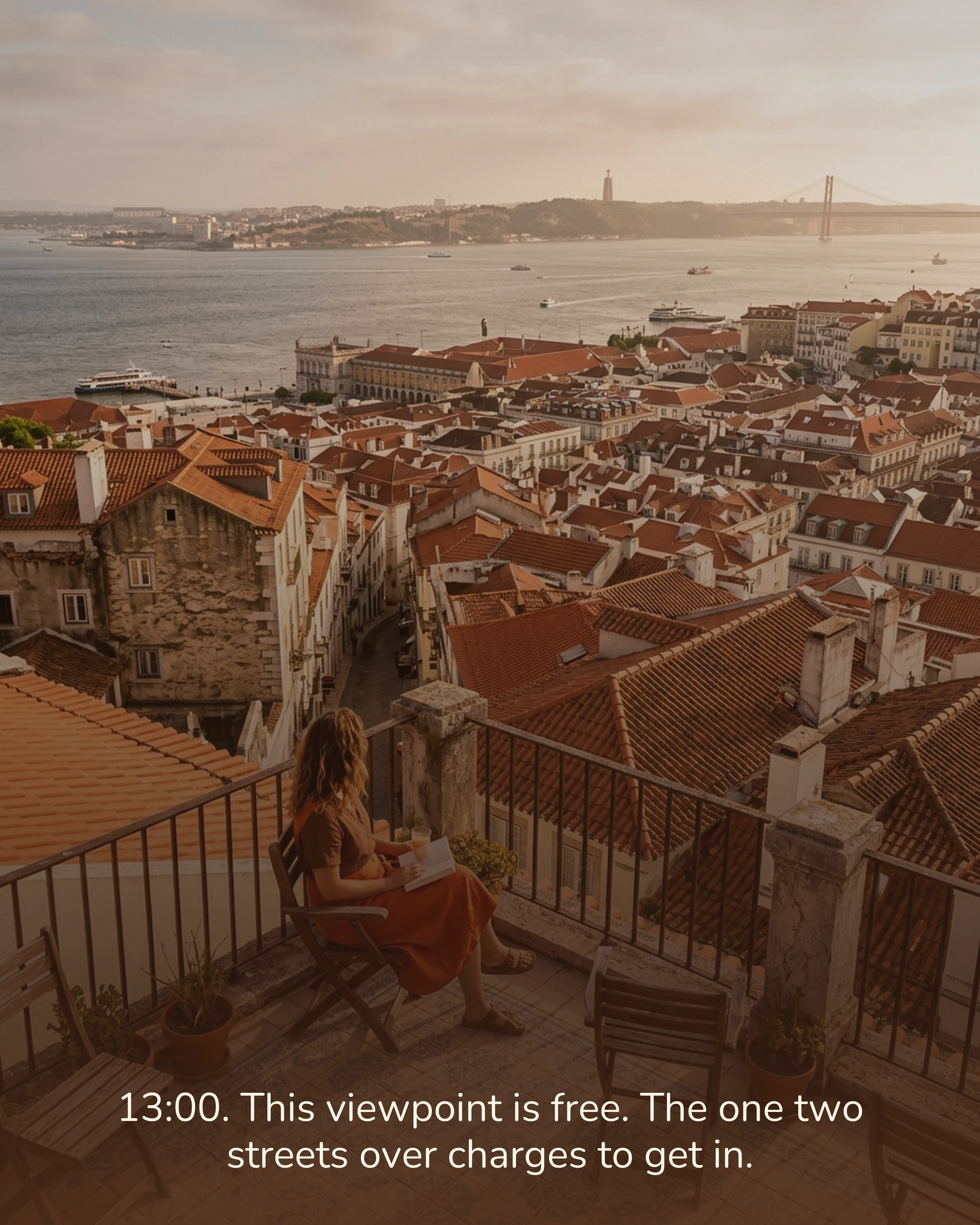 A tiled viewpoint over Lisbon rooftops