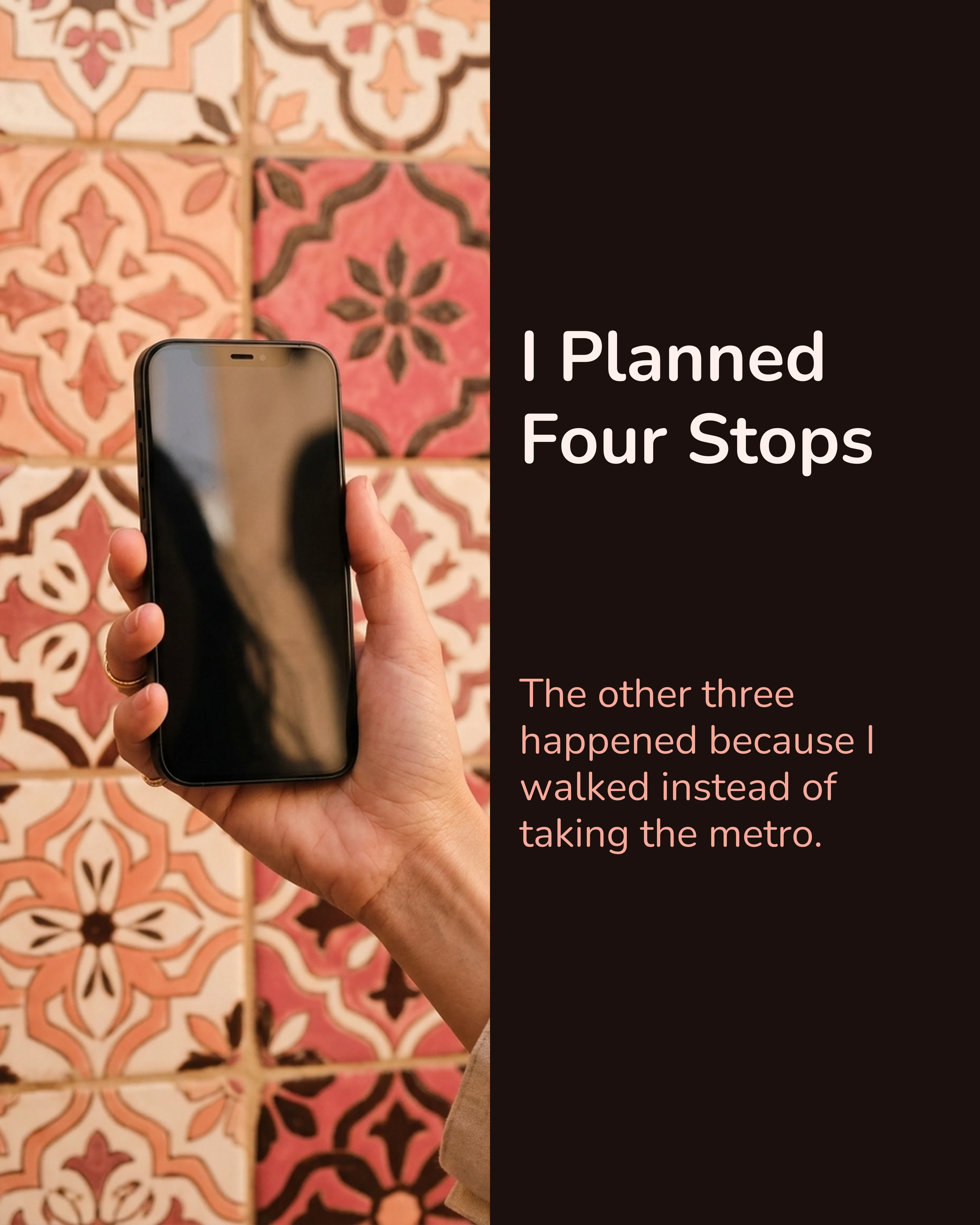 Slide about planning four stops and walking to the rest