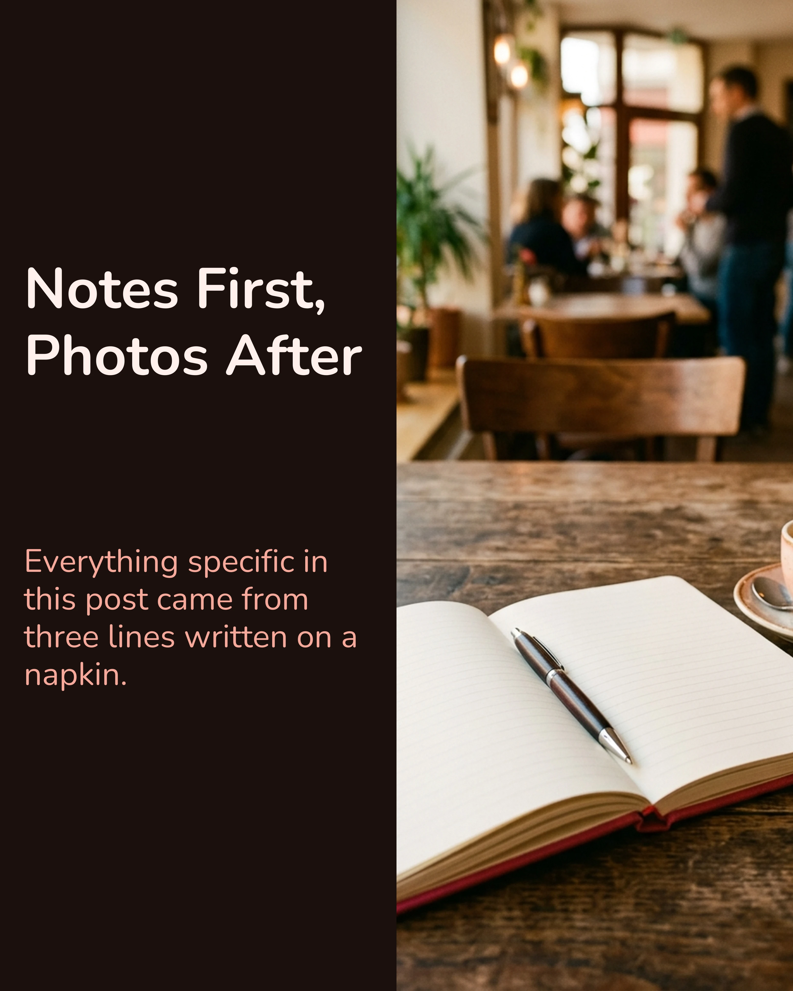 Slide about notes written on a napkin
