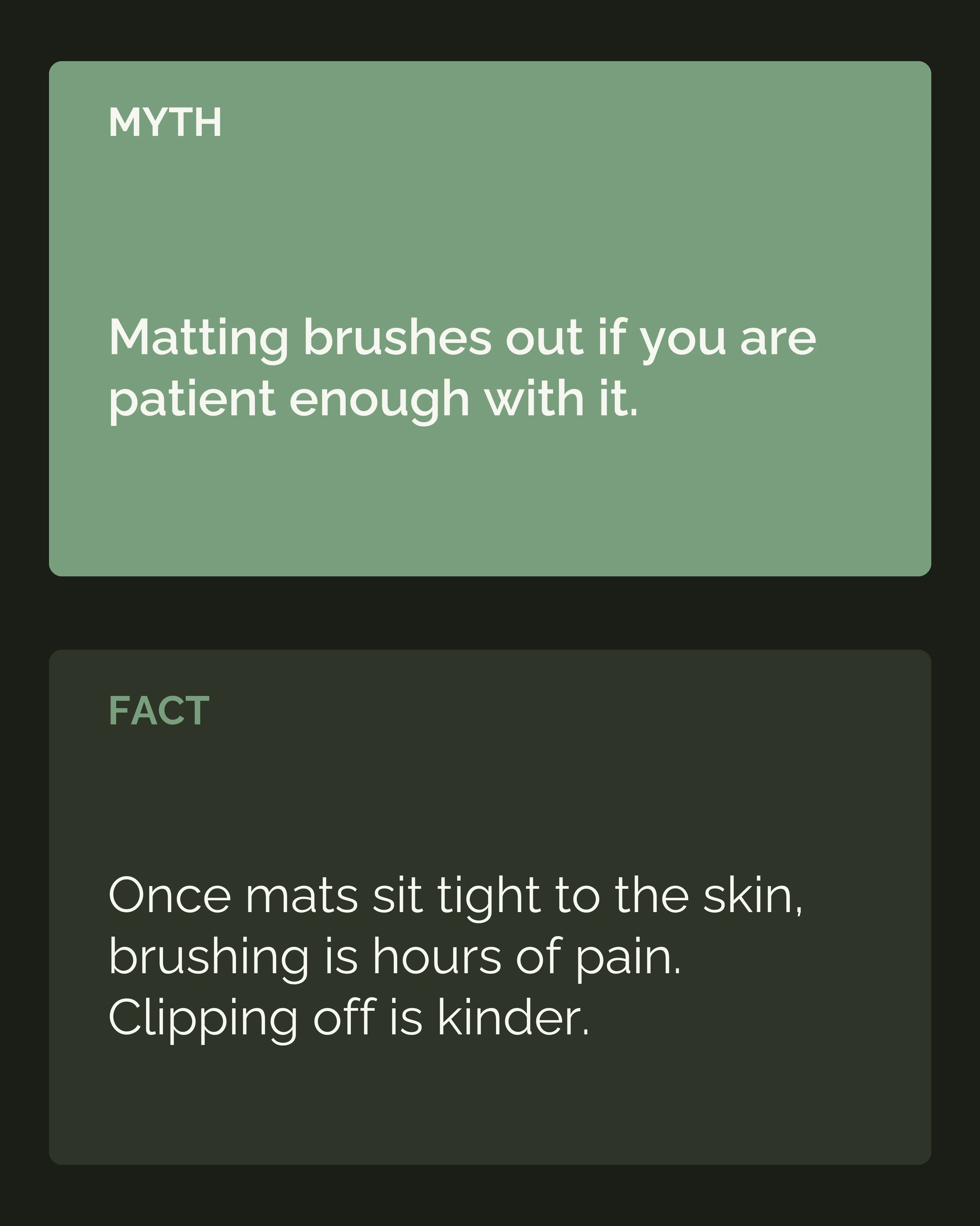 Myth and fact: matting can be brushed out with patience