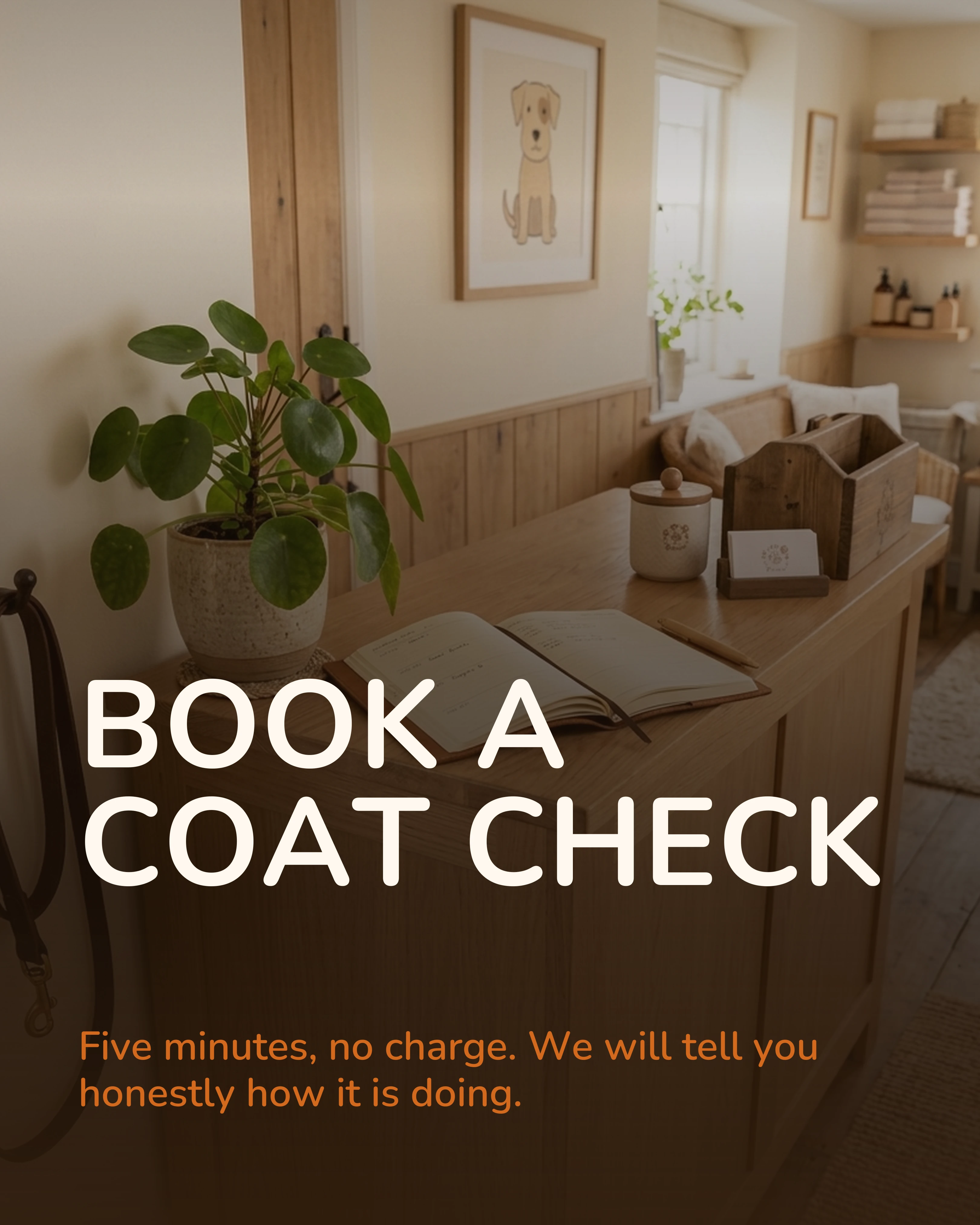 Book a free coat check call to action slide