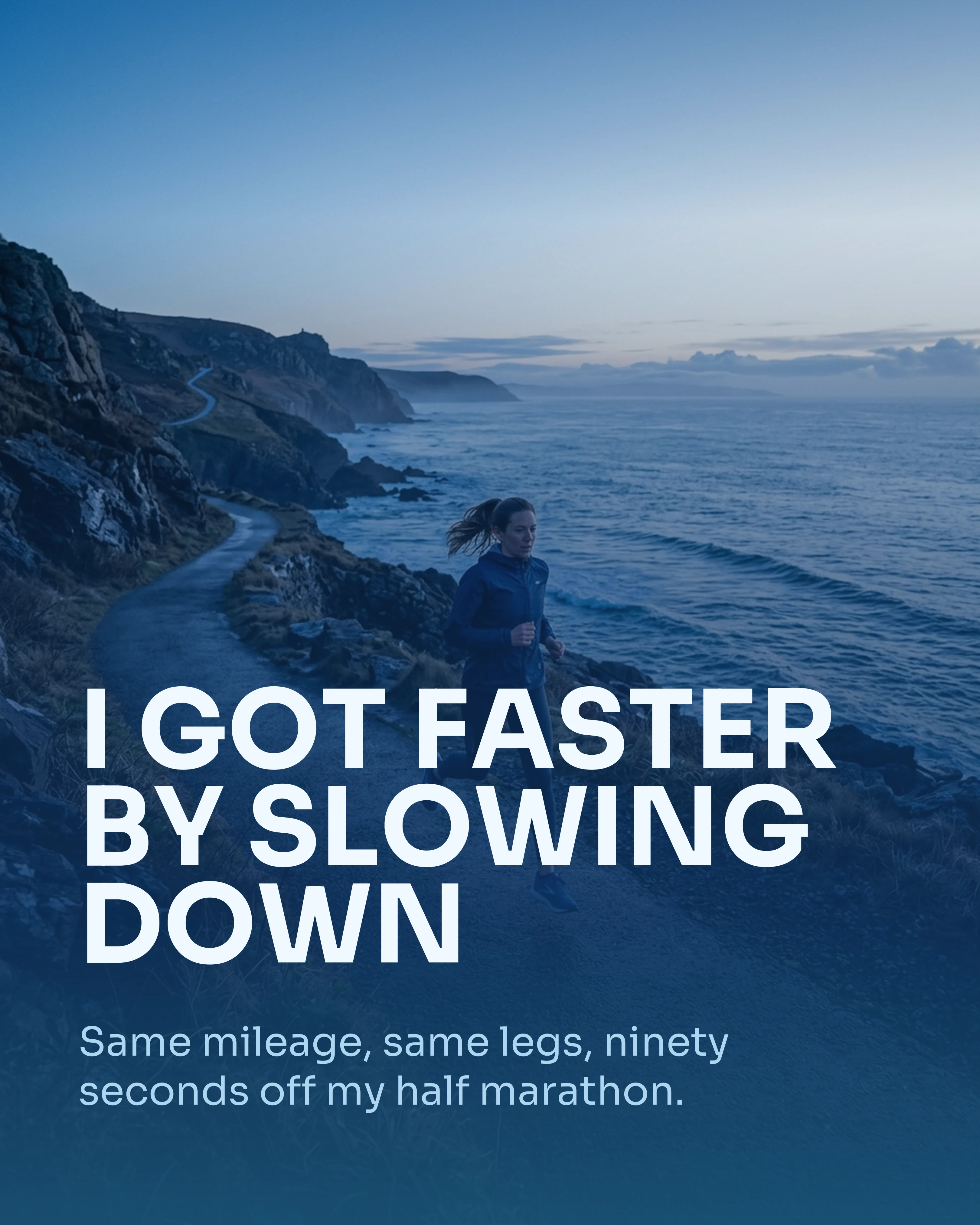 Cover slide: a runner on a coastal path at dawn
