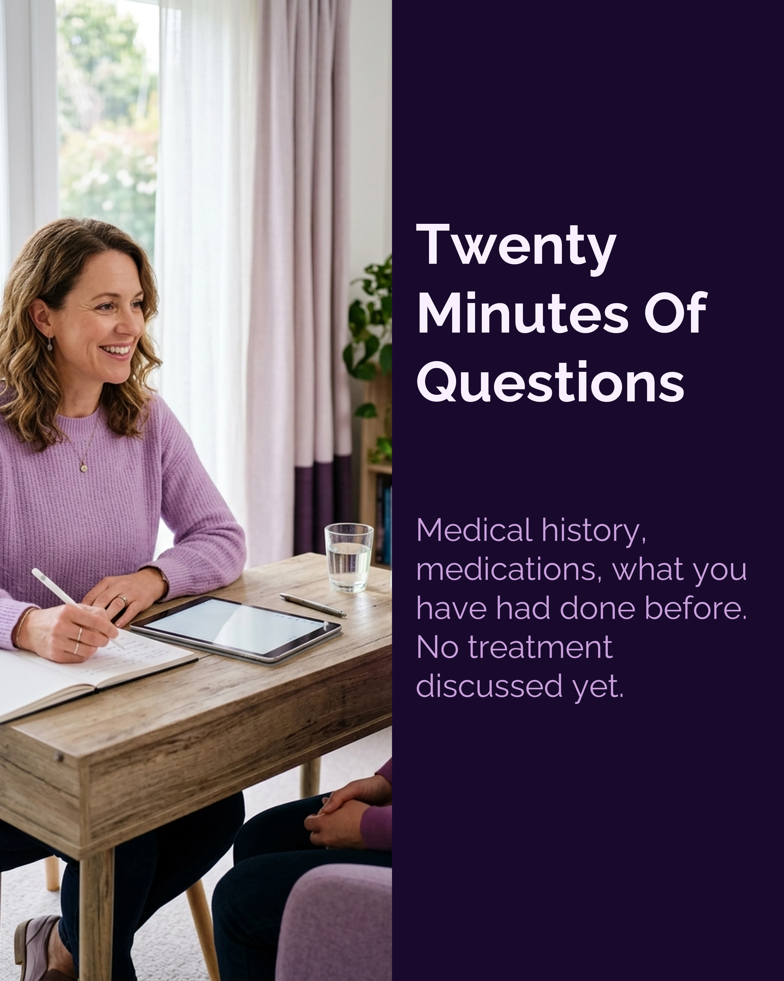 The consultation conversation at the desk