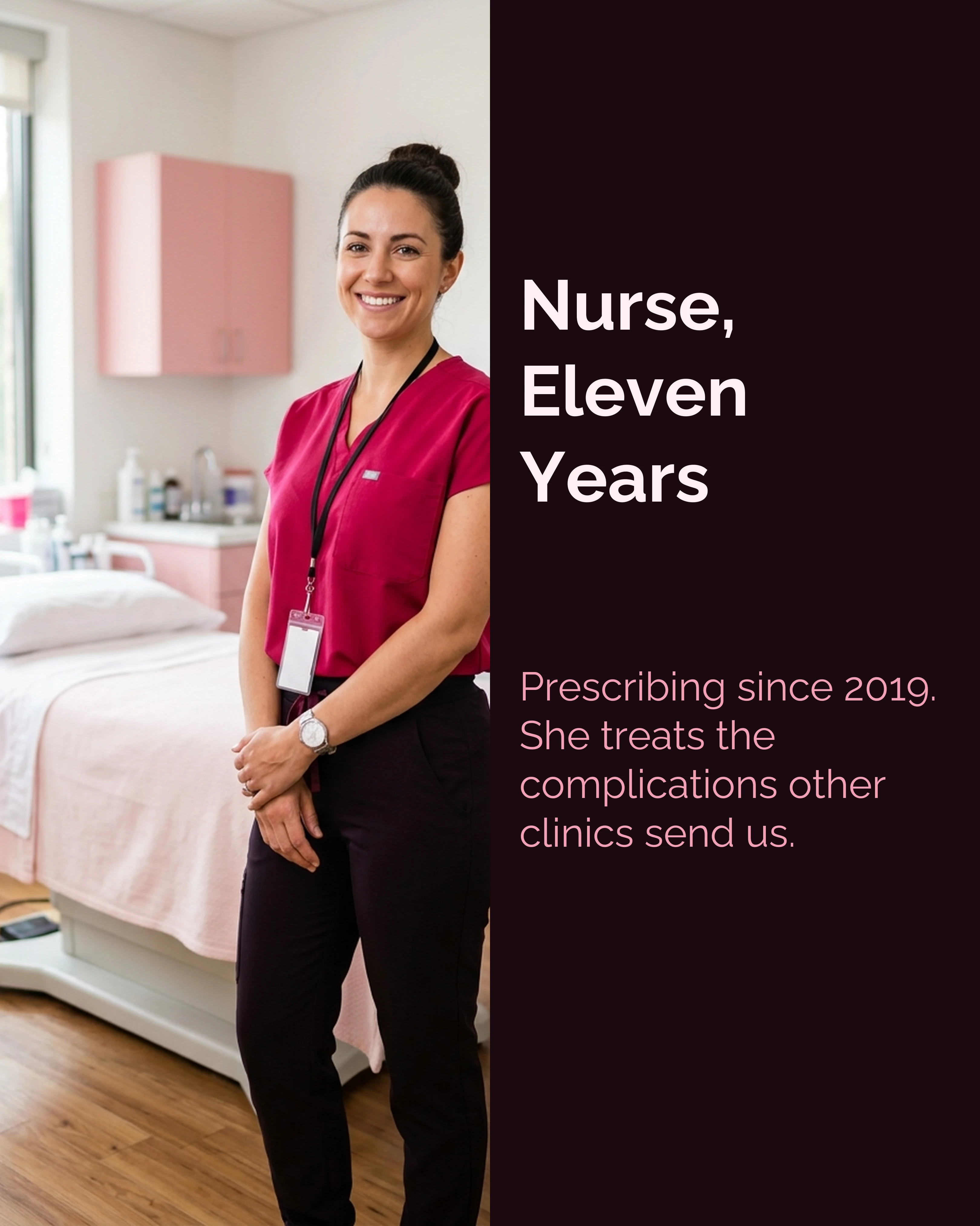 A nurse practitioner in a bright treatment room