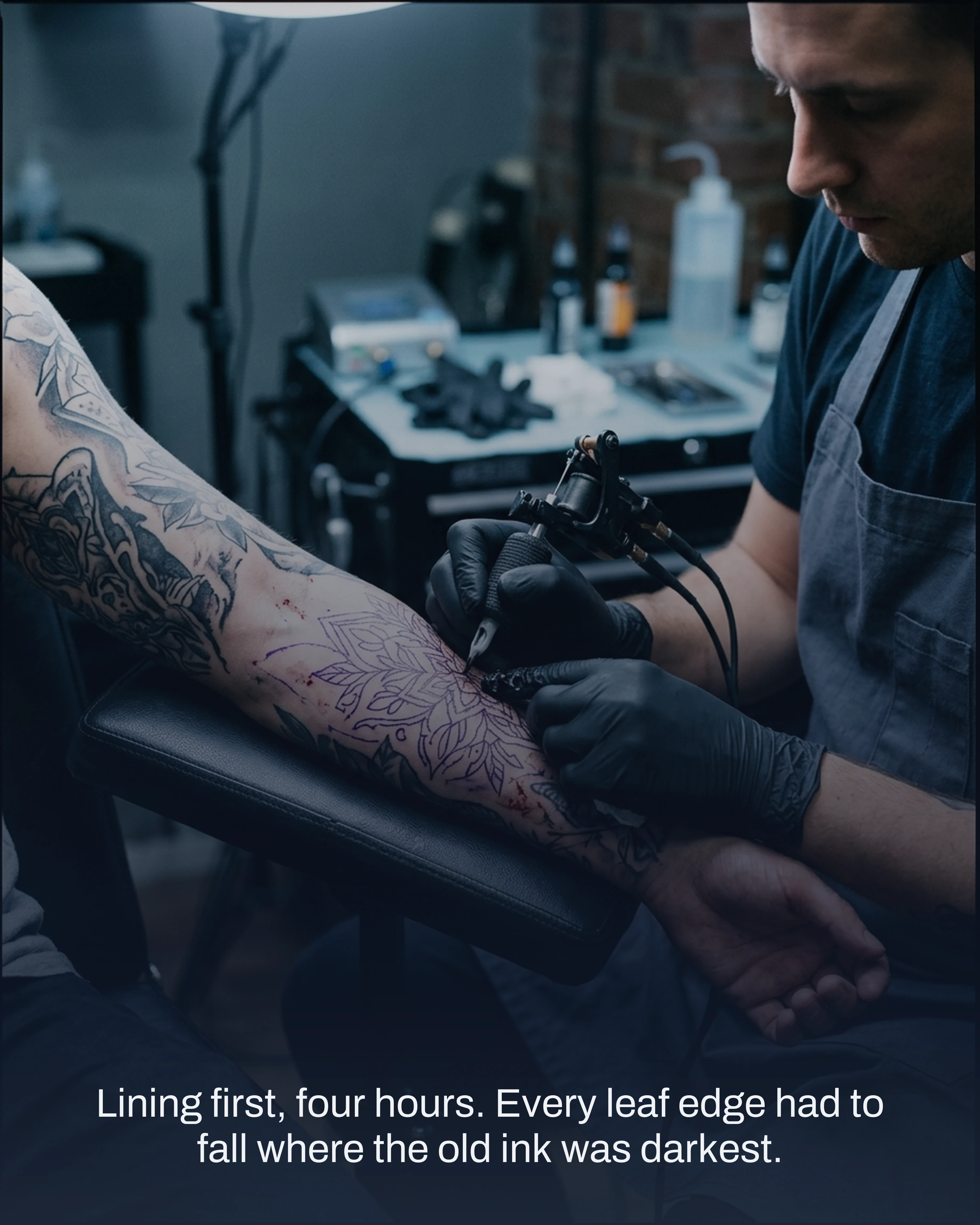 Linework being run over the stencil