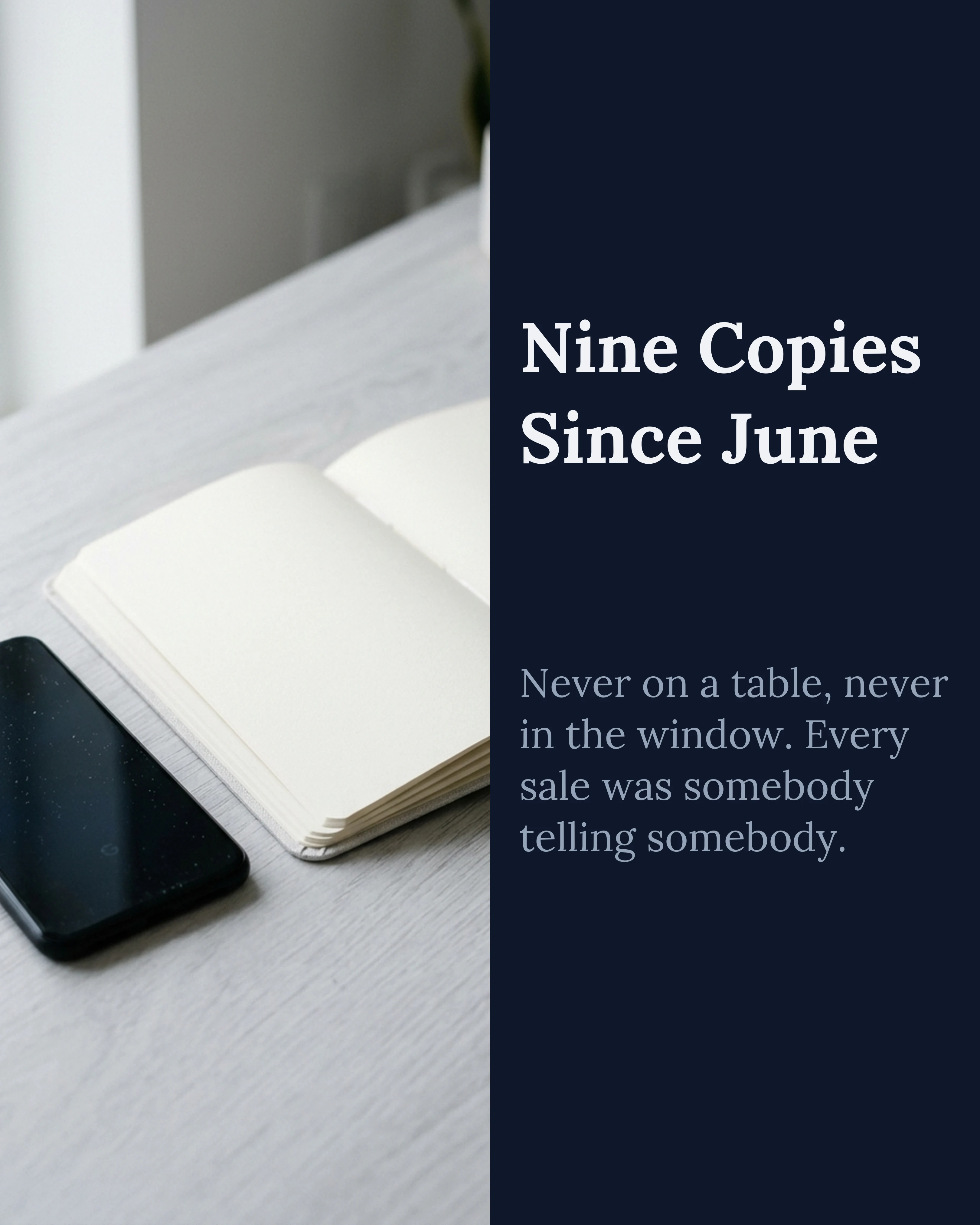 Slide about nine copies sold since June