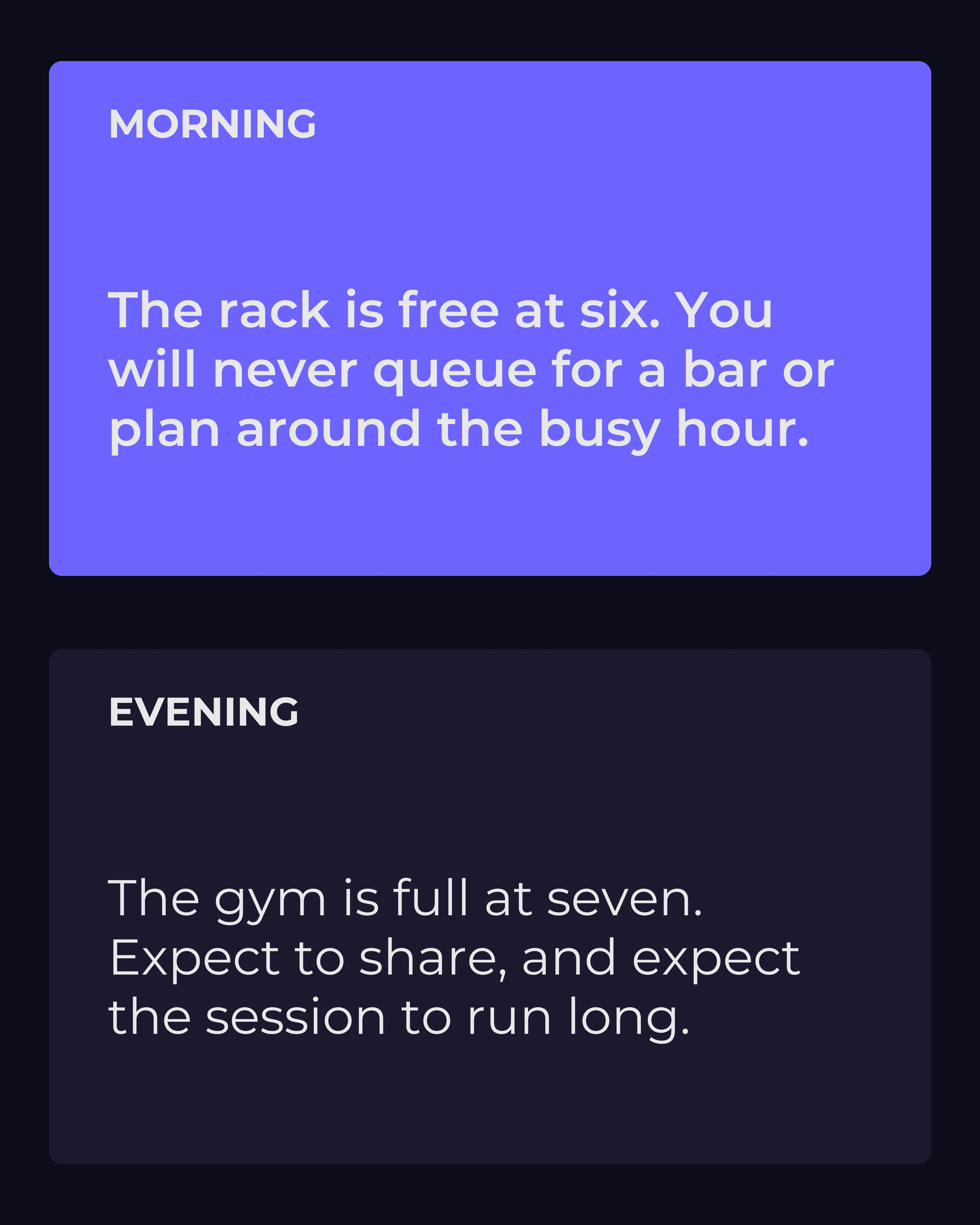 Comparison three: how busy the gym is