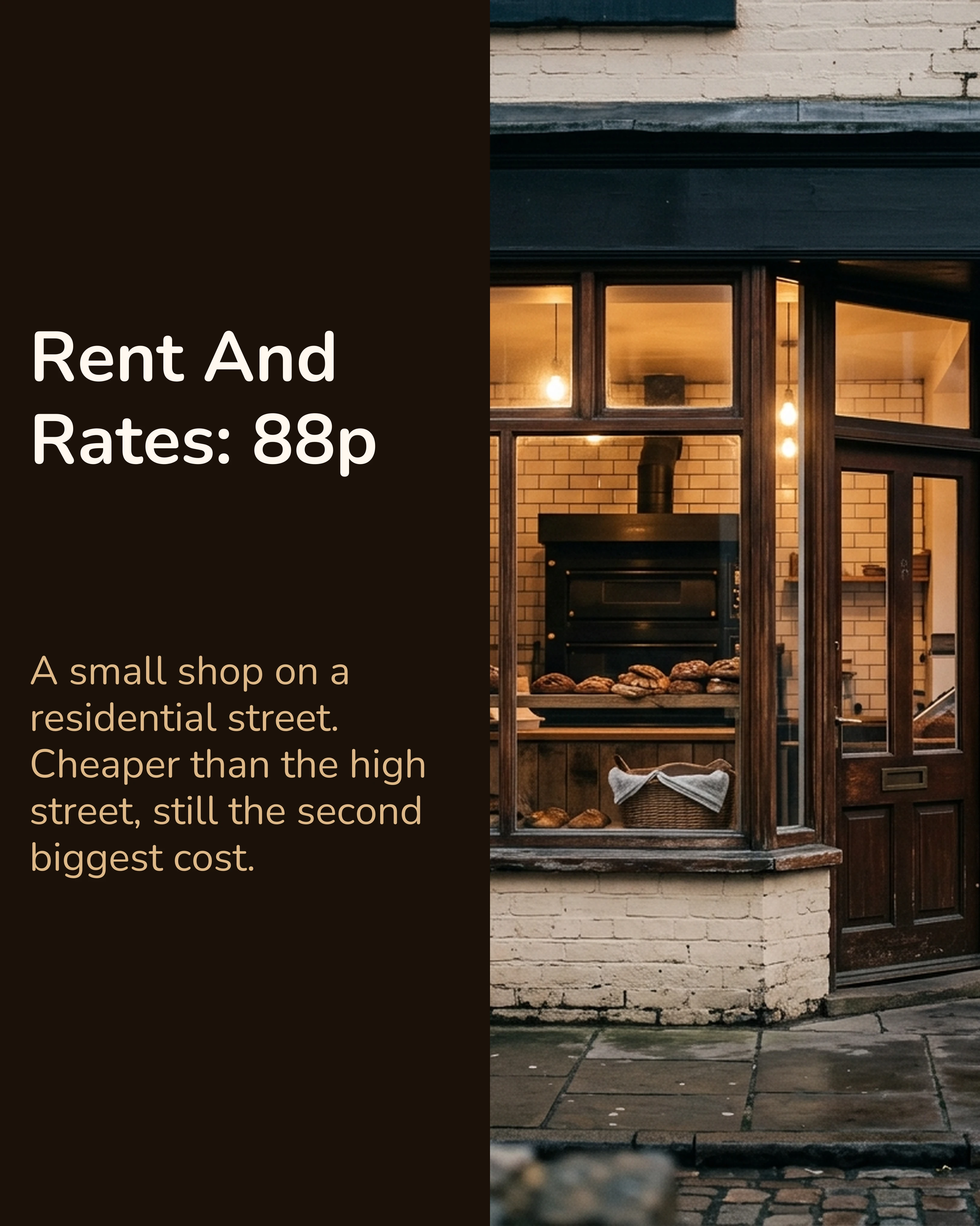Slide: rent and rates cost 88p