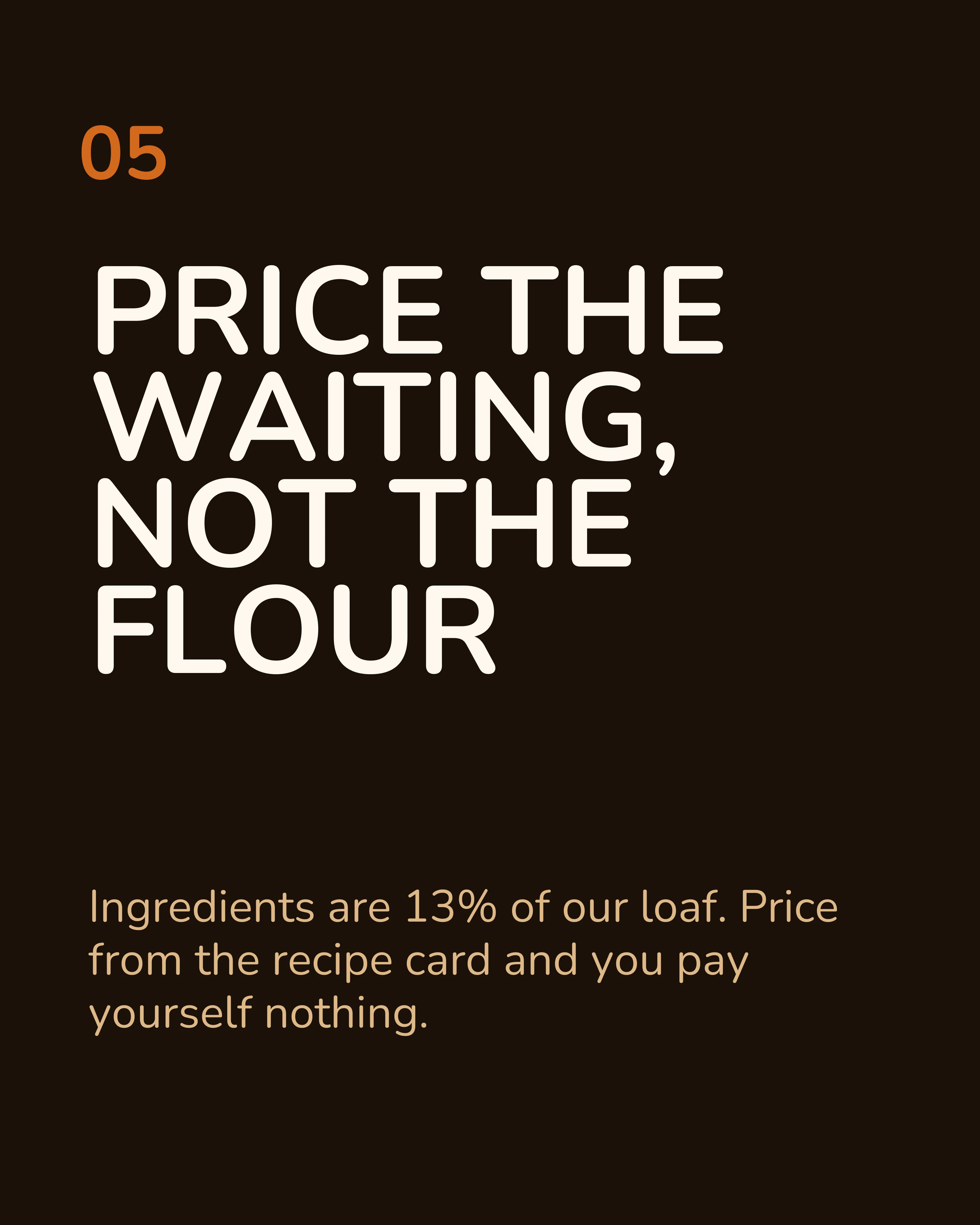 LinkedIn lesson slide: Price The Waiting, Not The Flour