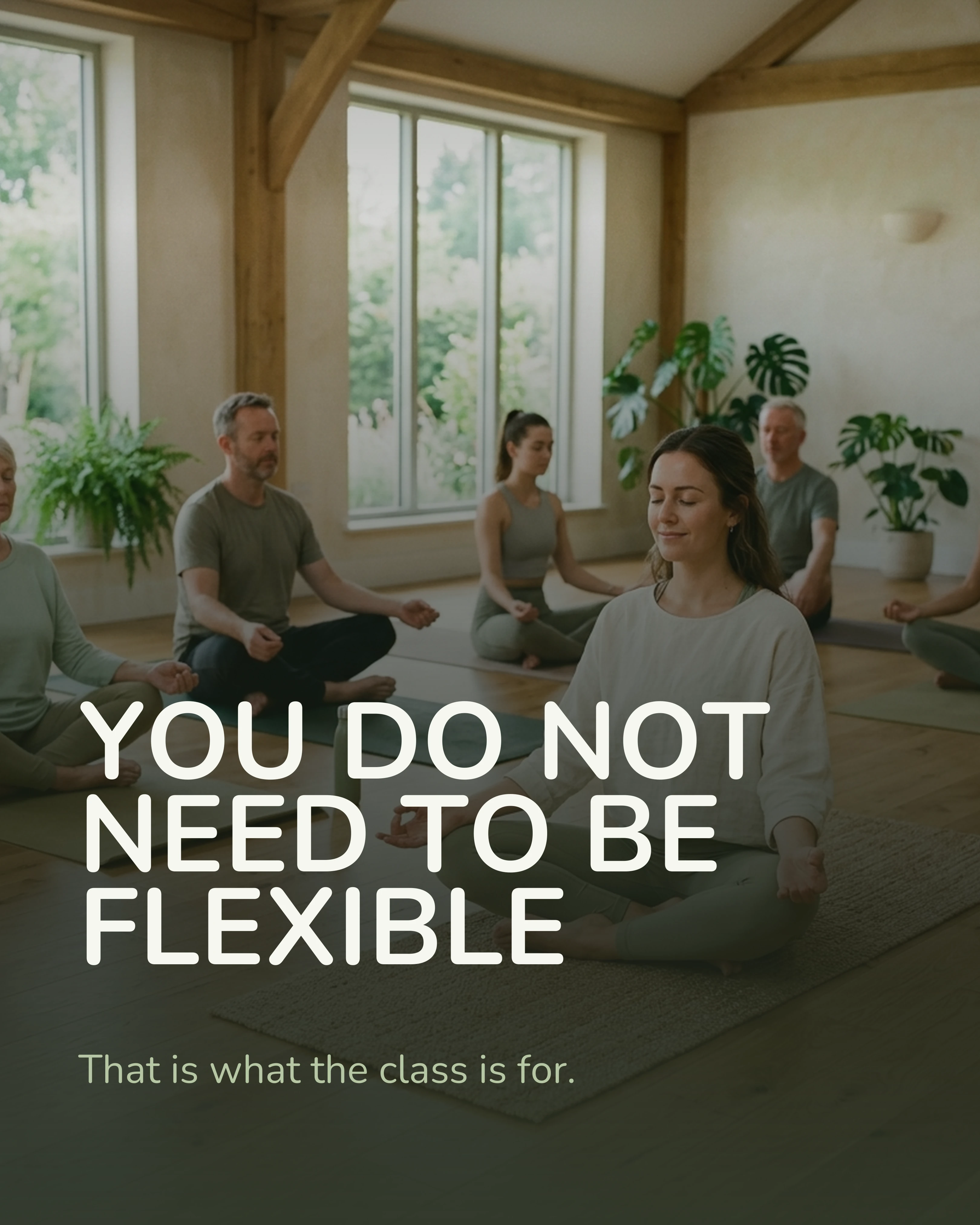 Beginner-friendly yoga class slide